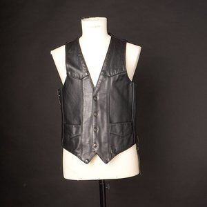 Vintage 1980s Black Leather Vest